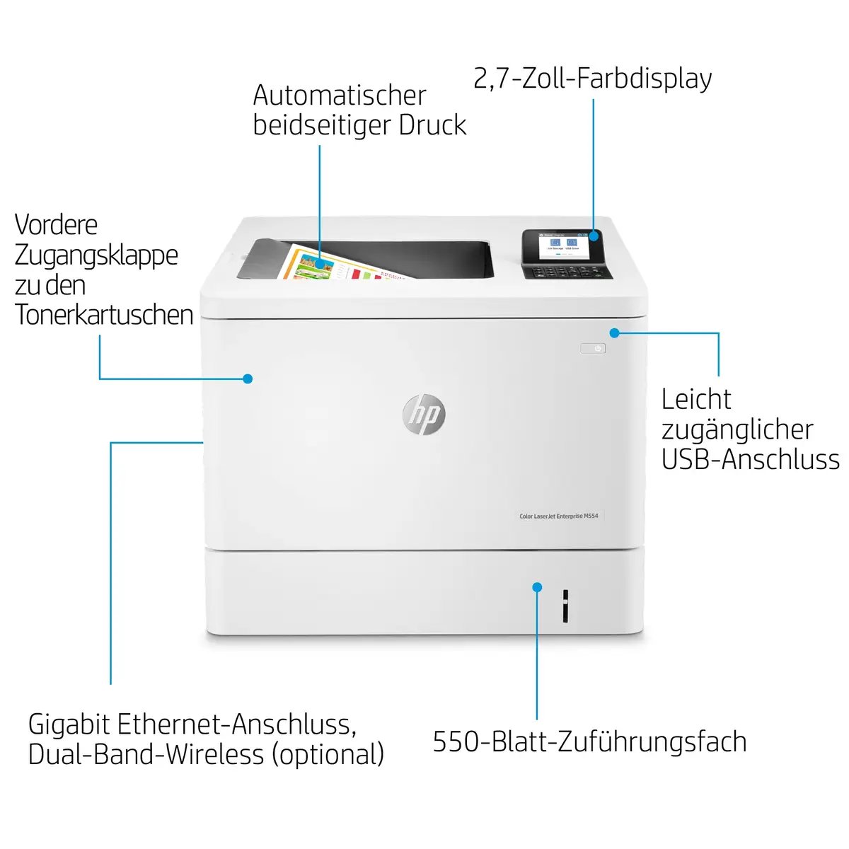 LaserJet Enterprise M554dn A4 Farblaserdrucker 1200x1200dpi 33ppm Duplex