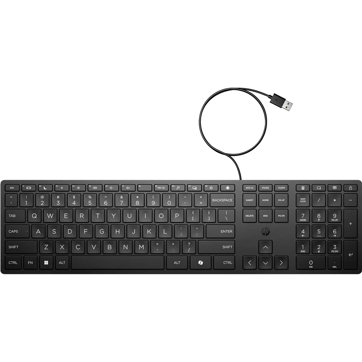 320K-Tastatur für Desktop-PC, kabelgebunden, Volle Größe (100%), Kabelgebunden, USB, Schwarz