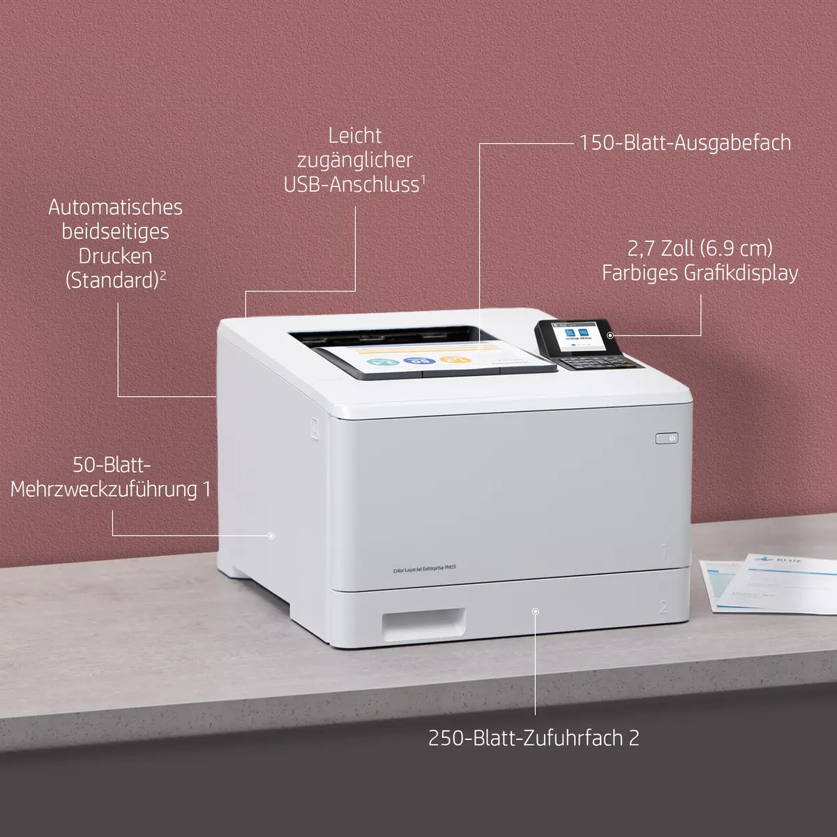 Color LaserJet Enterprise M455dn A4 Farblaserdrucker 600x600dpi 27ppm Duplex