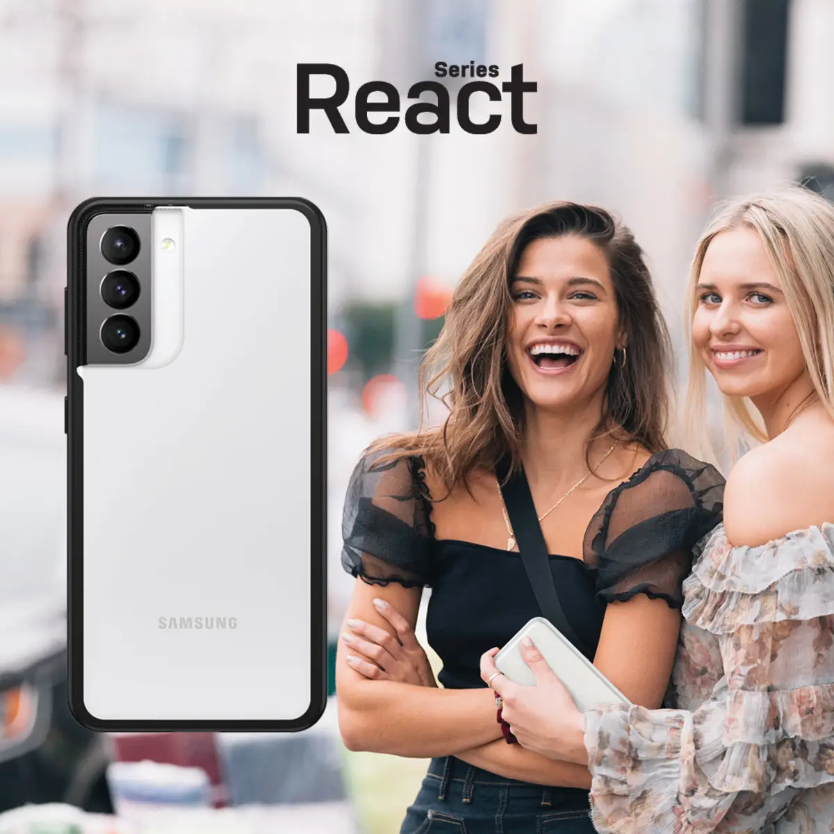 React Samsung Galaxy S21+ 5G Schwarz Crystal Hülle Transparent/Schwarz ProPack