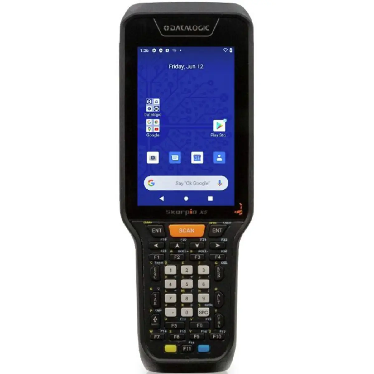 Skorpio X5 Datenerfassungsterminal, 2D, MR, BT, WLAN, NFC, Num., Gun, erw. Akku, Android