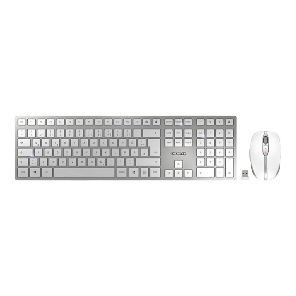 DW 9100 SLIM Tastatur/Maus Set USB Weiß/Silber Layout DE ink. Wireless Empfänger