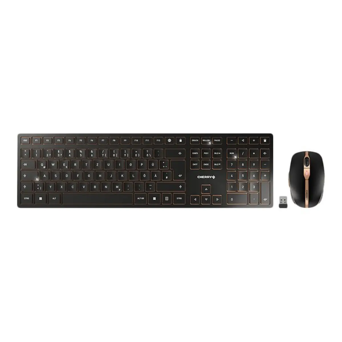 DW 9100 Tastatur und Maus Set kabellos schwarz/bronze deutsch
