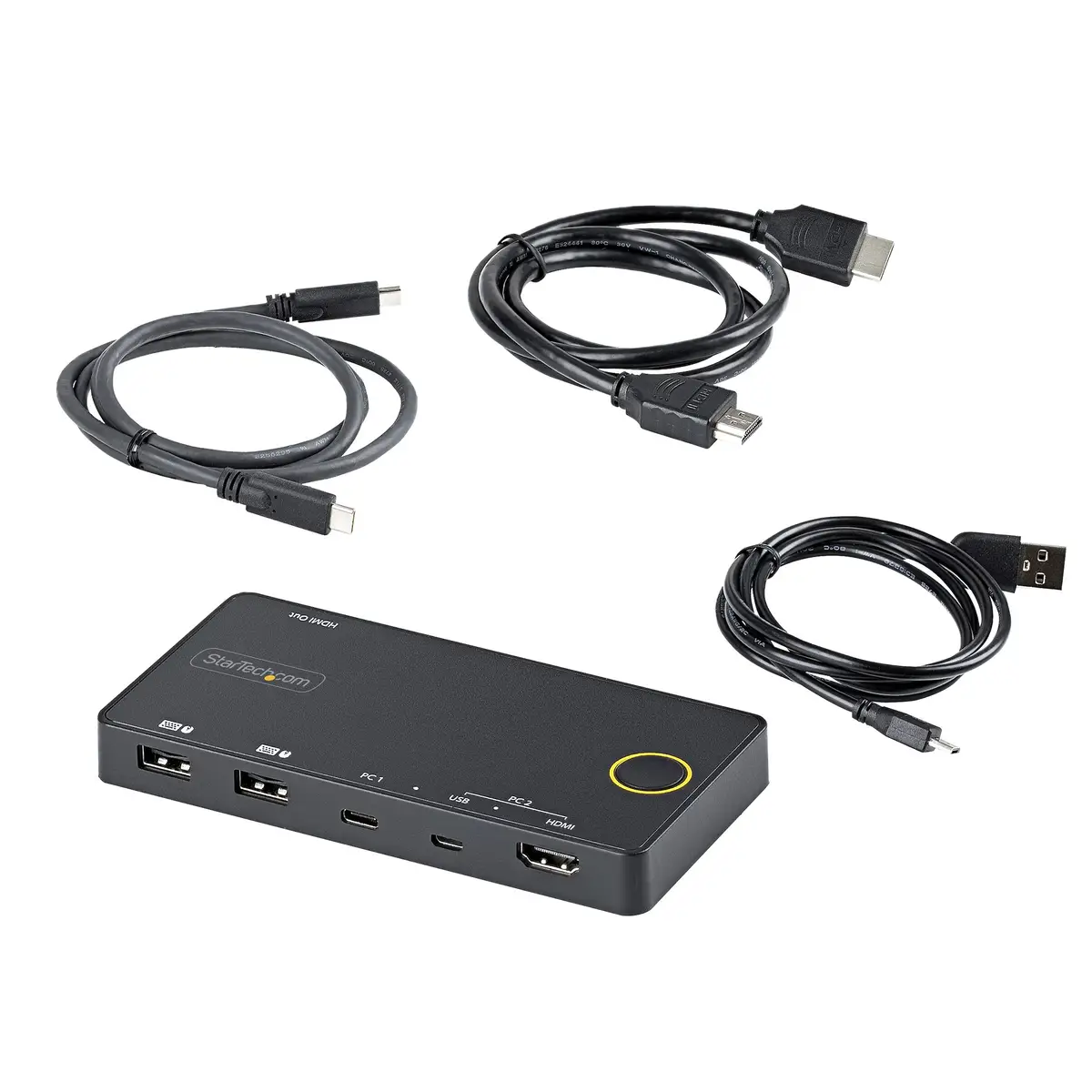 2 Port Hybrid KVM Switch HDMI + USB-A & USB-C, 4K 60Hz HDMI 2.0 Monitor