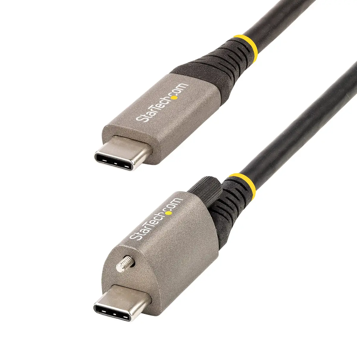 USB-C Kabel mit Oberseitiger Schraubensicherung USB-C/USB-C Stecker/Stecker Schwarz 0,5m