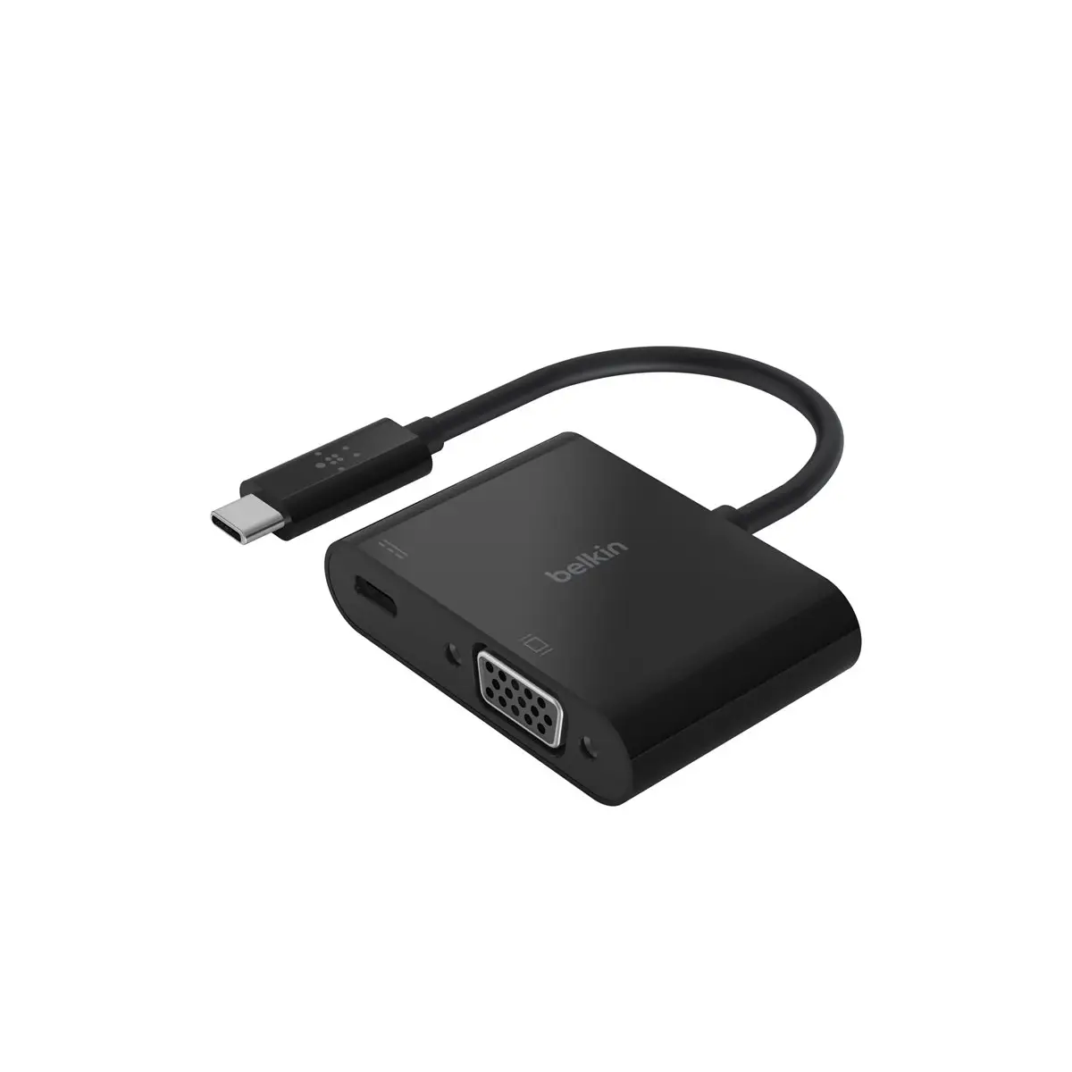 USB-C to VGA + Charge Adapter Videoadapter 24 pin USB-C männlich zu HD-15 (VGA) Schwarz
