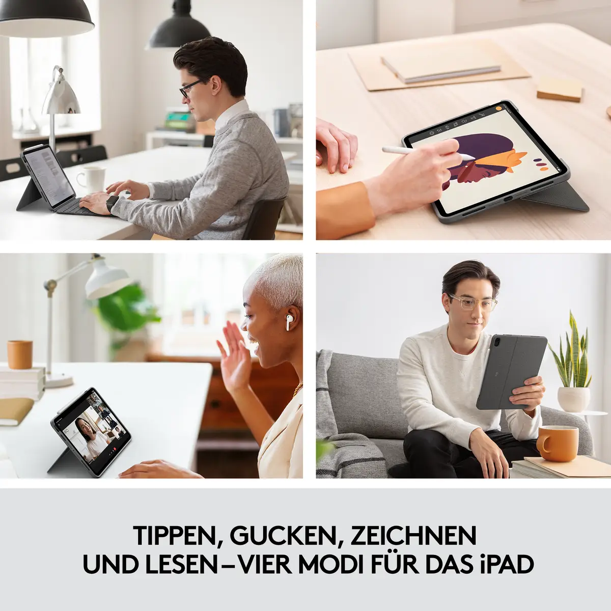Combo Touch Tastatur und Foliohülle mit Trackpad für Apple iPad Air 10,9" (4. Generation) Layout GER Oxford Gray