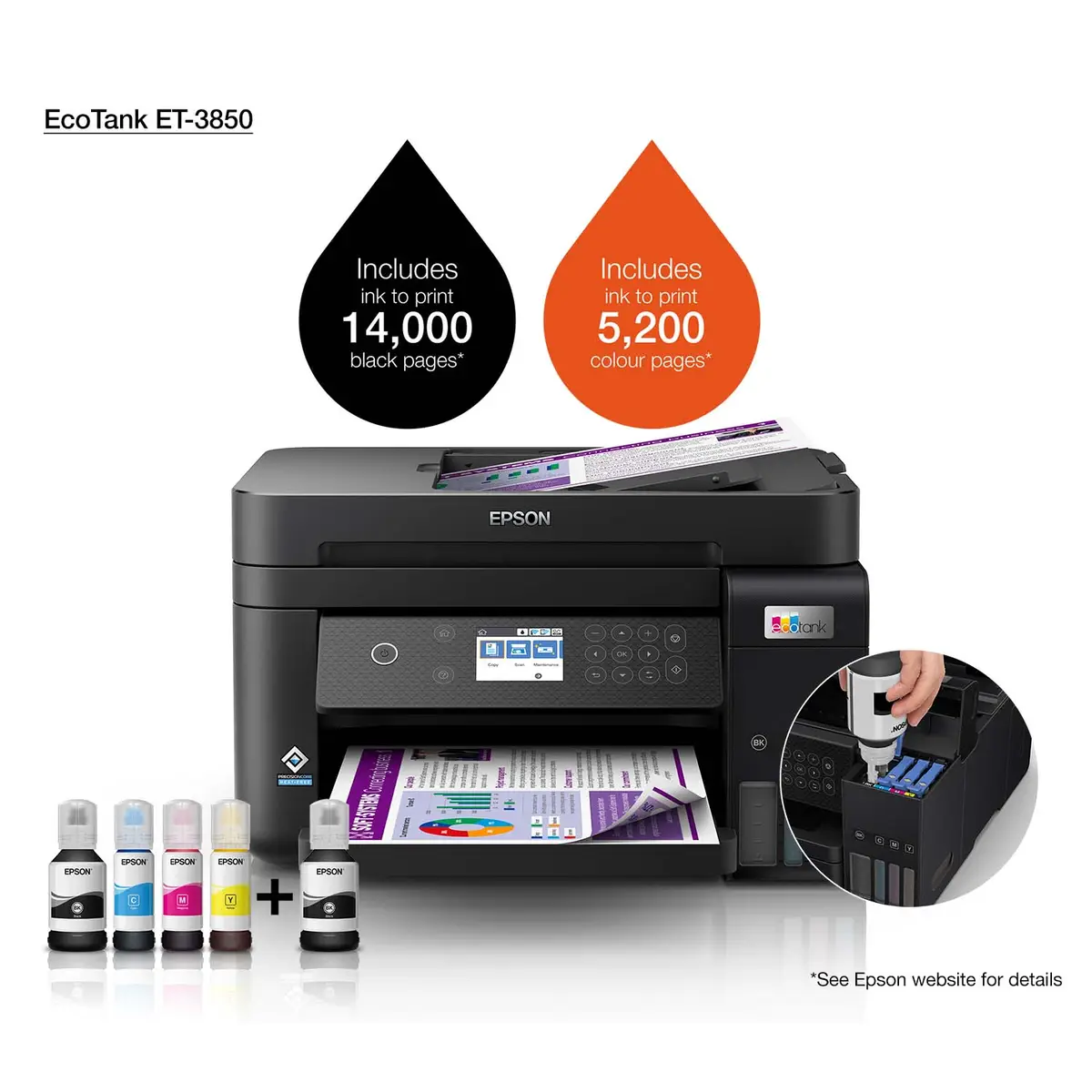 EcoTank ET-3850 A4 All-in-one Drucker/Scanner/Kopierer Ttintenstrahldrucker Duplex