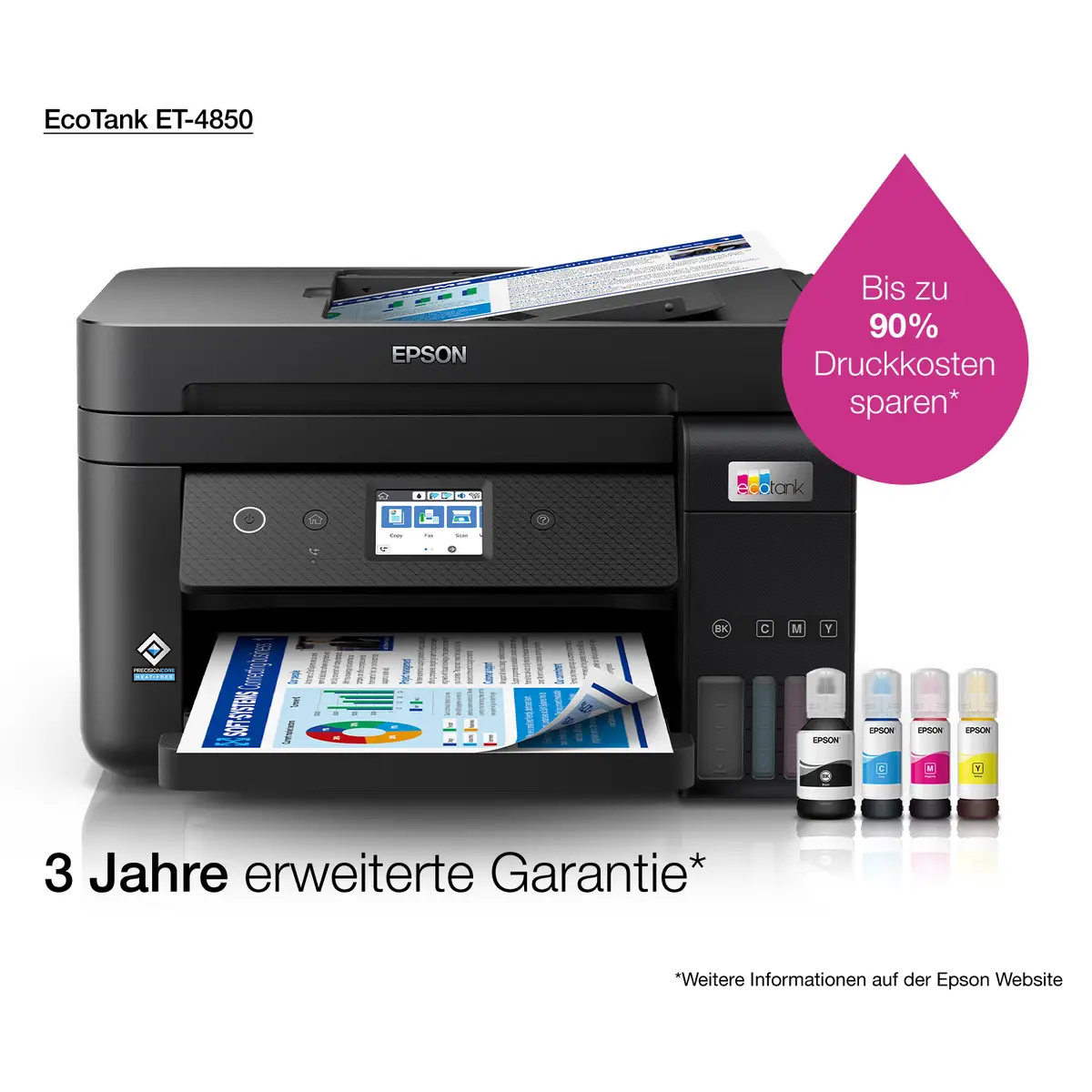 EcoTank ET-4850 A4 All-in-one Drucker/Scanner/Kopierer /Fax Farbtintenstrahldrucker Duplex,