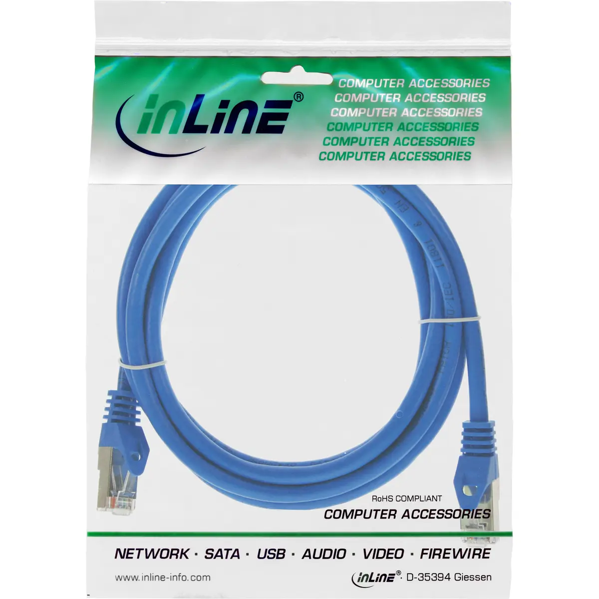 Patchkabel, SF/UTP, Cat.5e, blau, 1m