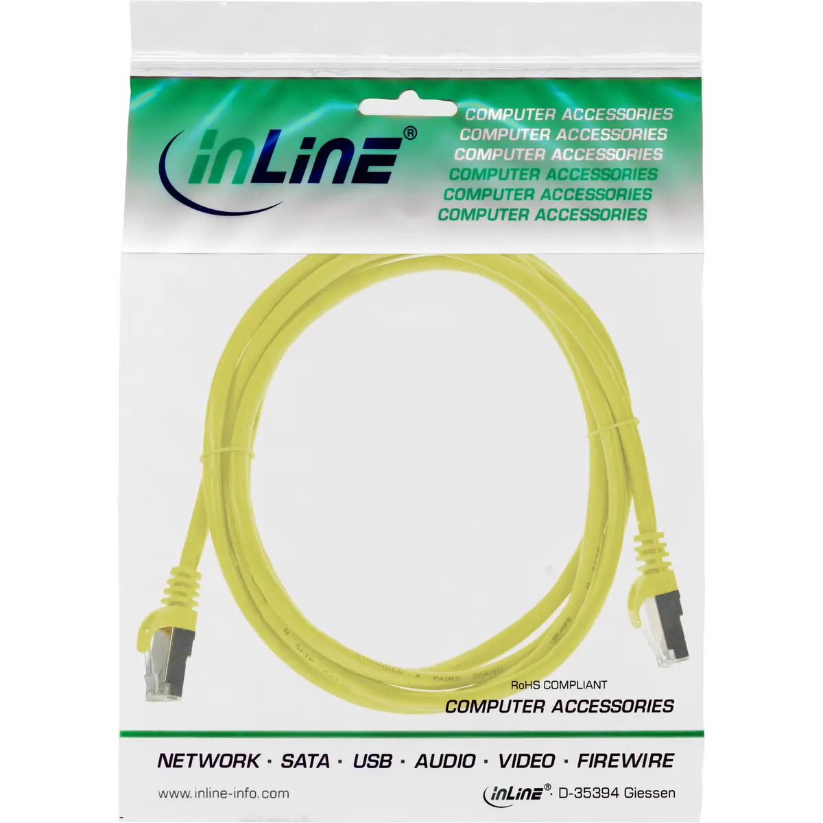 Patchkabel, SF/UTP, Cat.5e, gelb, 1m