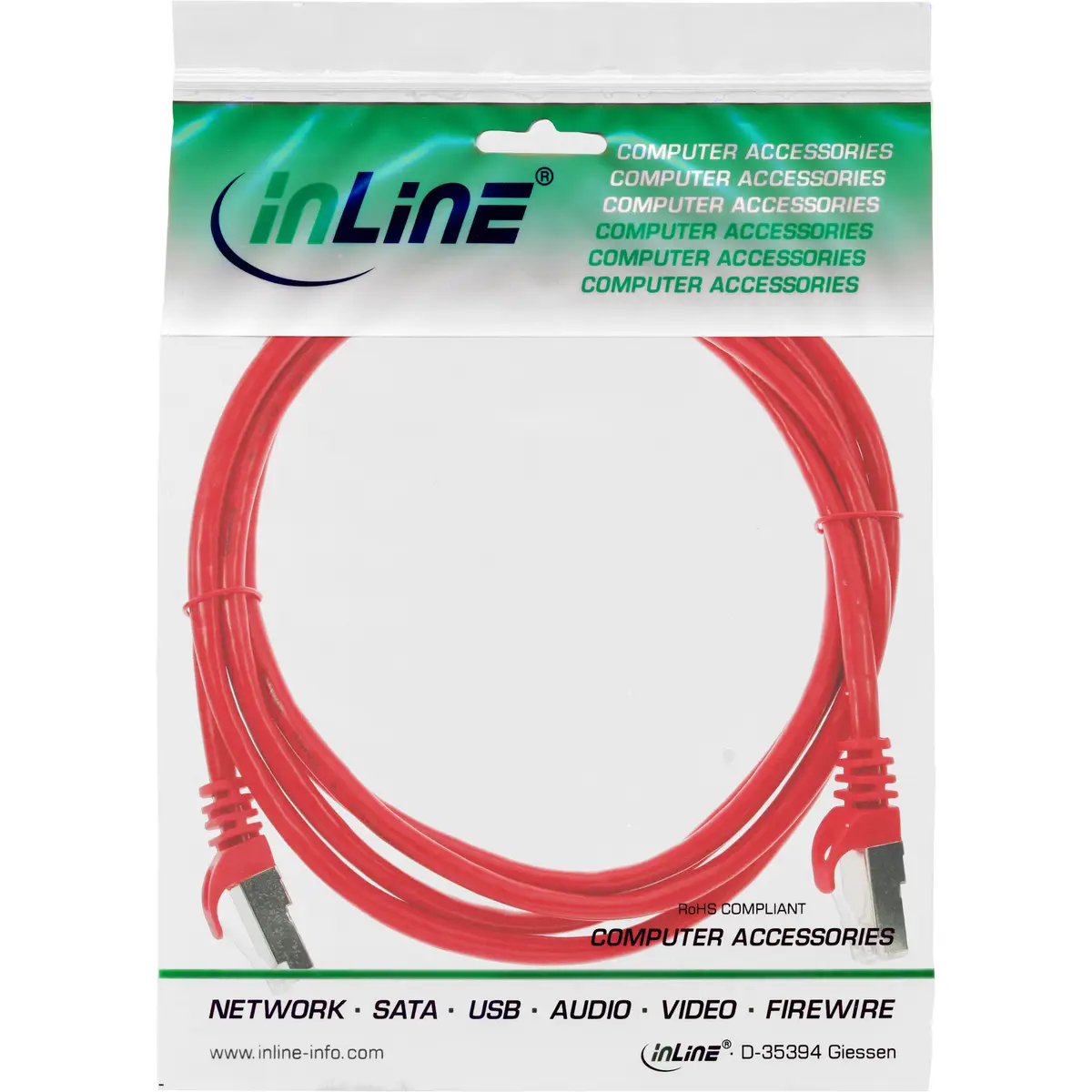 Patchkabel, SF/UTP, Cat.5e, rot, 1m