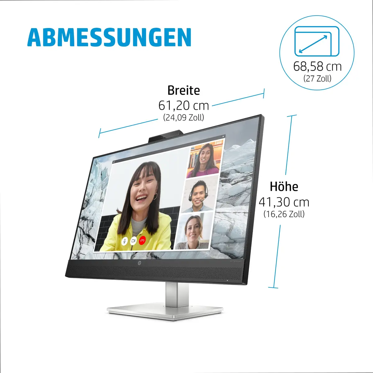 E27m G4 68,6 cm (27" ) QHD Conferencing-Monitor mit Docking-Features, Speaker & IR-Webcam