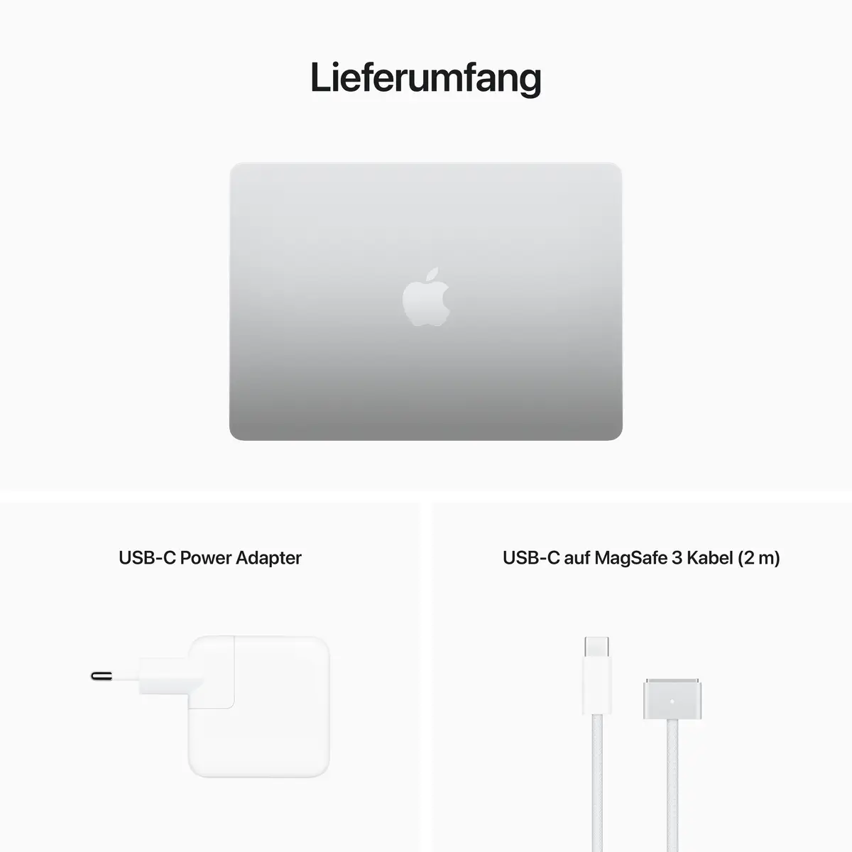 Macbook Air Apple M2 Chip 8-Core CPU 8-Core GPU 16 GB RAM 512 GB SSD 34,5cm (13,6") Retina 30W USB-C Power Adapter silber