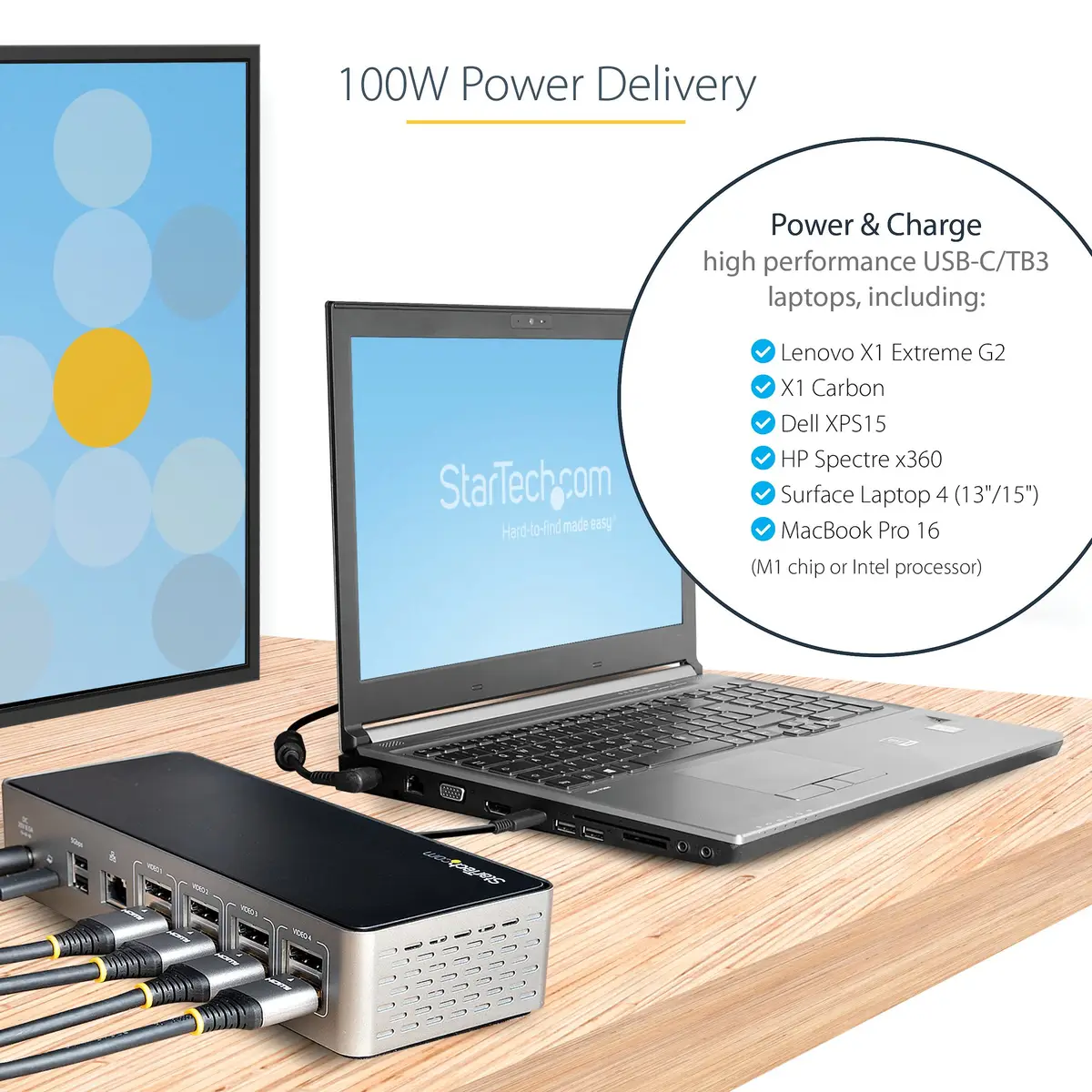 StarTech USB-C Dock 4K 60Hz Quad Monitor DisplayPort & HDMI