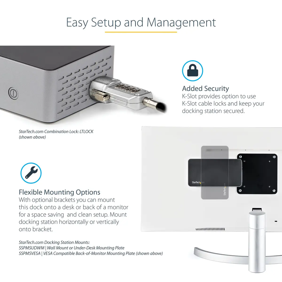 StarTech USB-C Dock 4K 60Hz Quad Monitor DisplayPort & HDMI