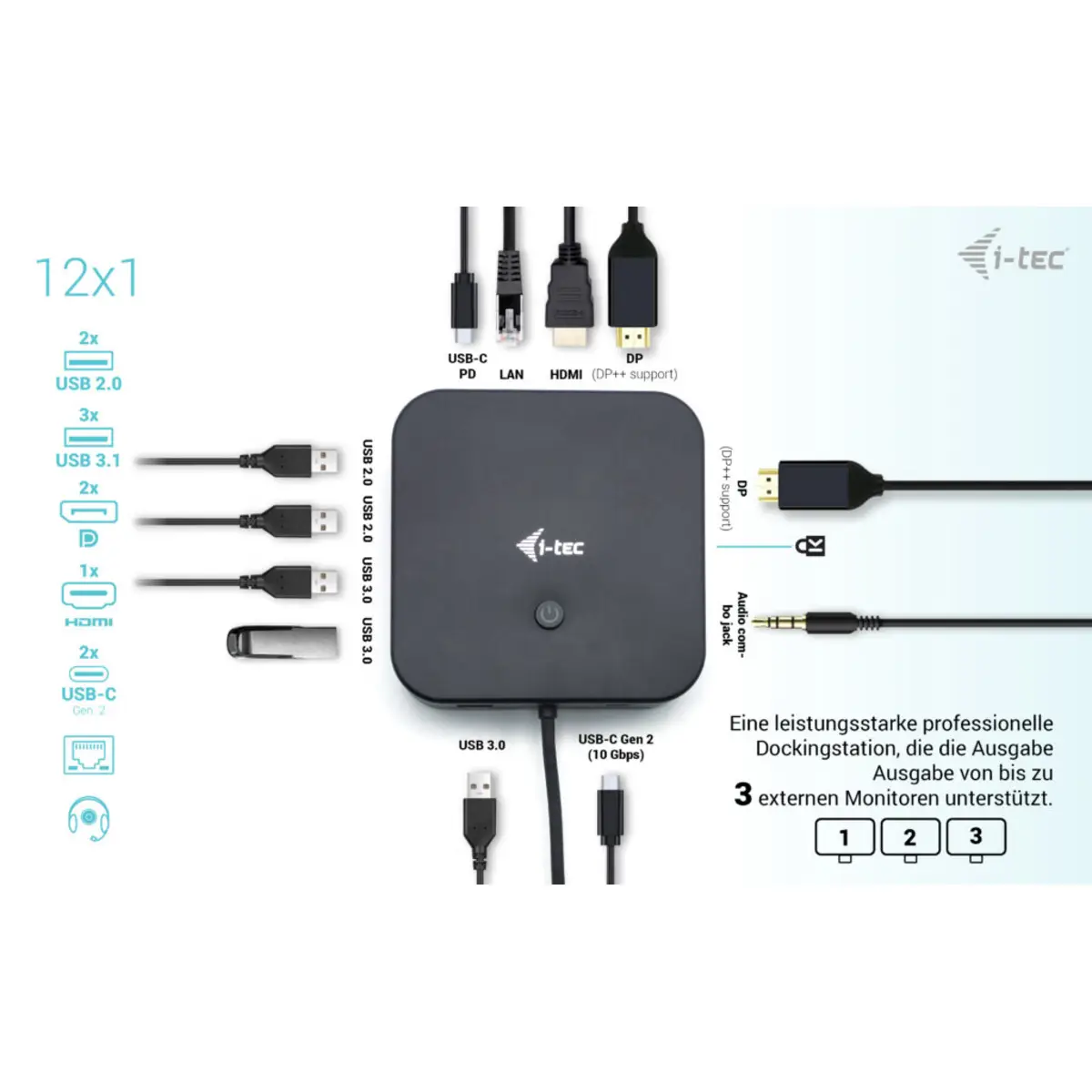 i-tec Dockingstation USB-C USB 4 Thunderbolt 3/4
