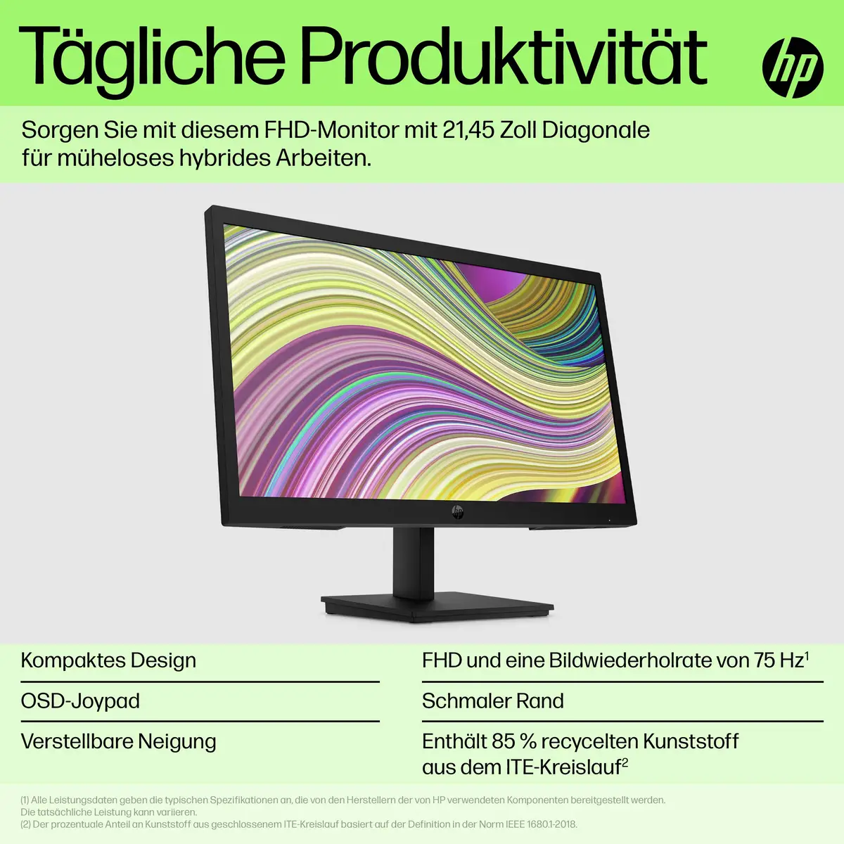 HP P22v G5 54,6cm (21,5") 1920x1080 Pixel 3000:1 200cd/m³ 5ms