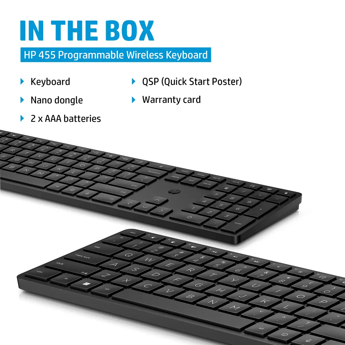 HP 455 Tastatur programmierbar kabellos Layout Deutsch Schwarz (12er Pack)