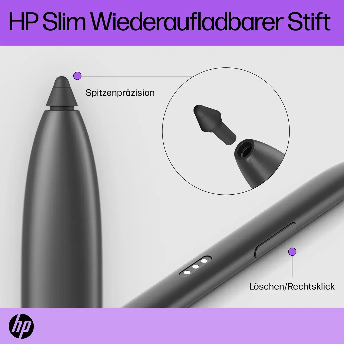 HP Slim Digitaler Stift 2 Tasten Grau