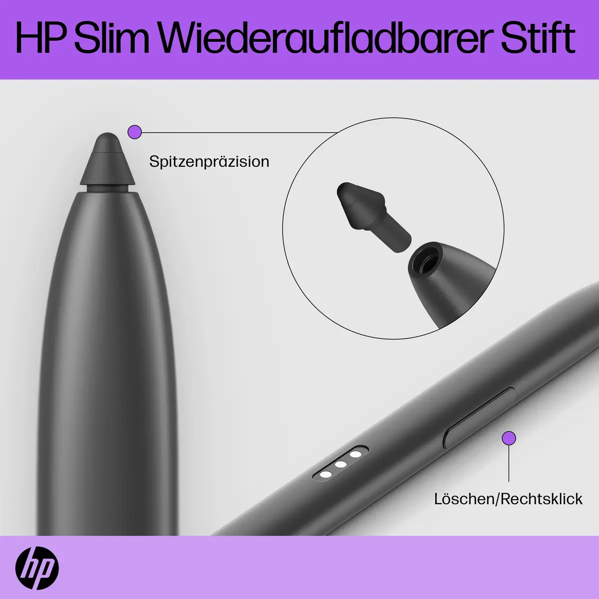 HP Slim Digitaler Stift 2 Tasten Grau