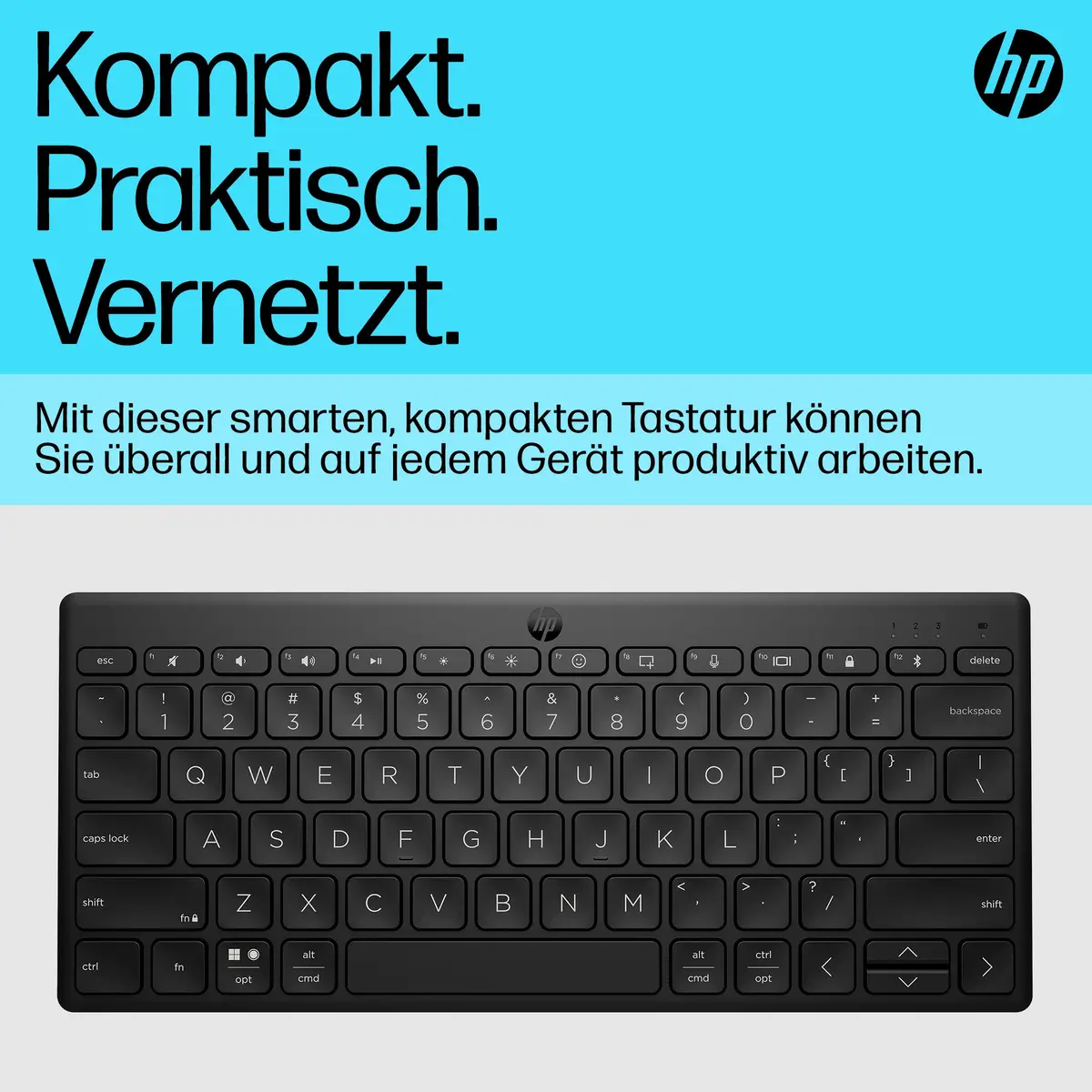 355 Kompakte Bluetooth-Tastatur für mehrere Geräte, Kabellos, Bluetooth, Mechanischer Switch, Schwarz