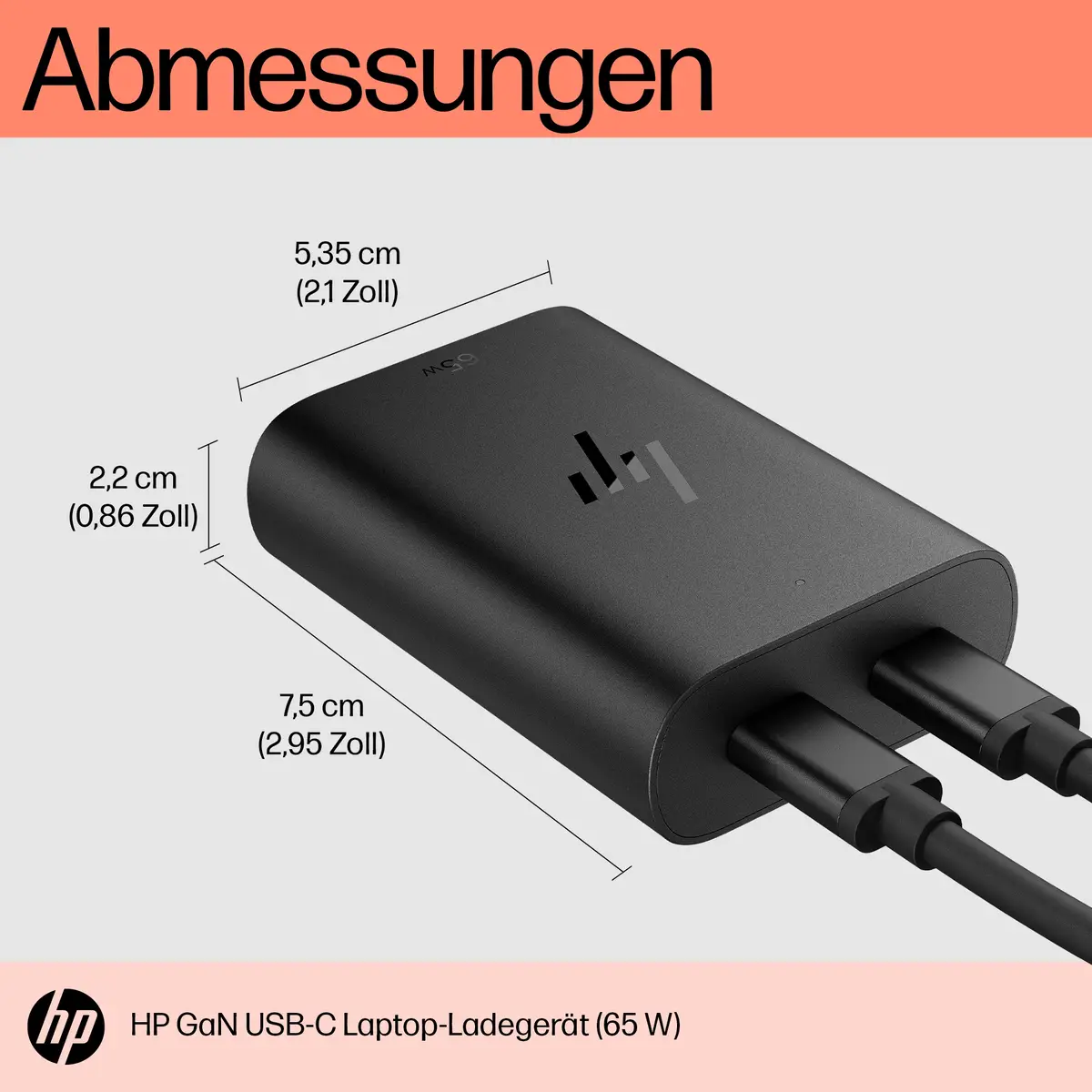 HP GaN USB-C Laptop Charger 65 Watt