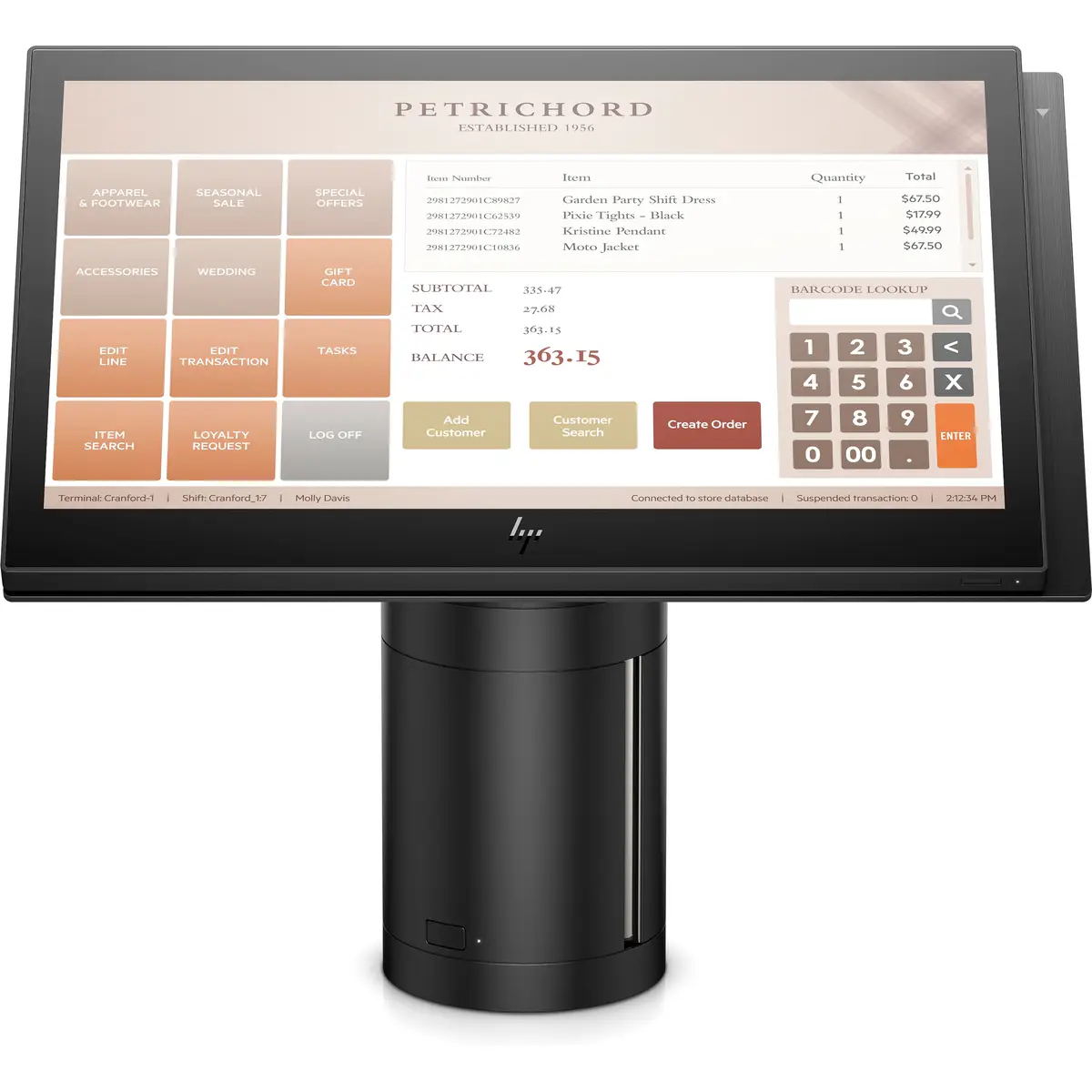 HP Engage One 145 All-in-One Intel i5-7300U 2,6GHz 8GB DDR4 256GB SSD 35,6cm (14") Multi-Touch 1920x1080 Pixel Sound/LAN onboard Intel HD Graphics 620 WLAN Bluetooth Windows 10 IoT Enterprise 64Bit