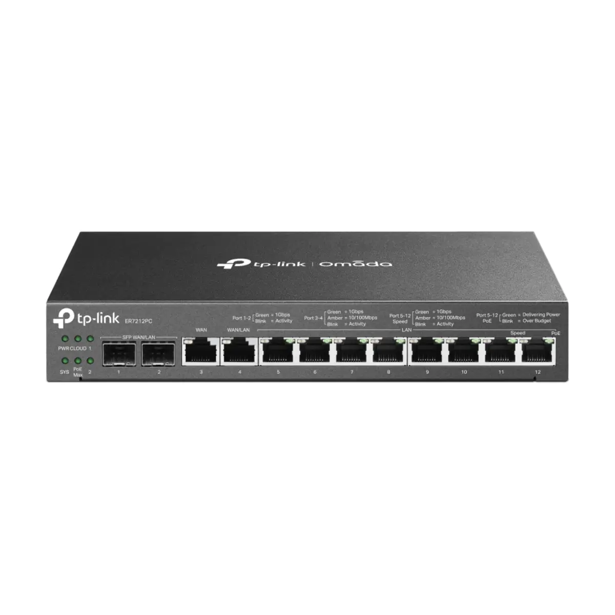 ER7212PC 3-in-1 Gigabit VPN Router 2x 1GE SFP WAN/LAN 1x 1GE WAN 1x 1GE WAN/LAN 8x 1GE RJ45