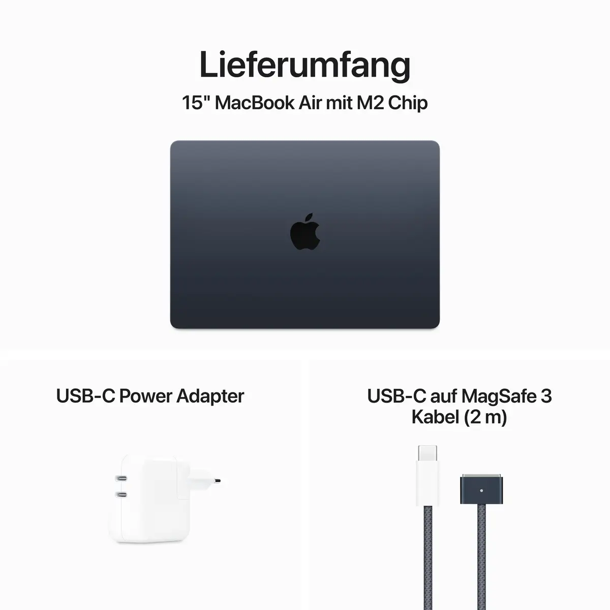 MacBook Air Apple M2 8-Core 10-Core GPU Deutsch 24GB RAM 2TB SSD 38,9 cm (15,3") Midnight 70W USB-C Power Adapter