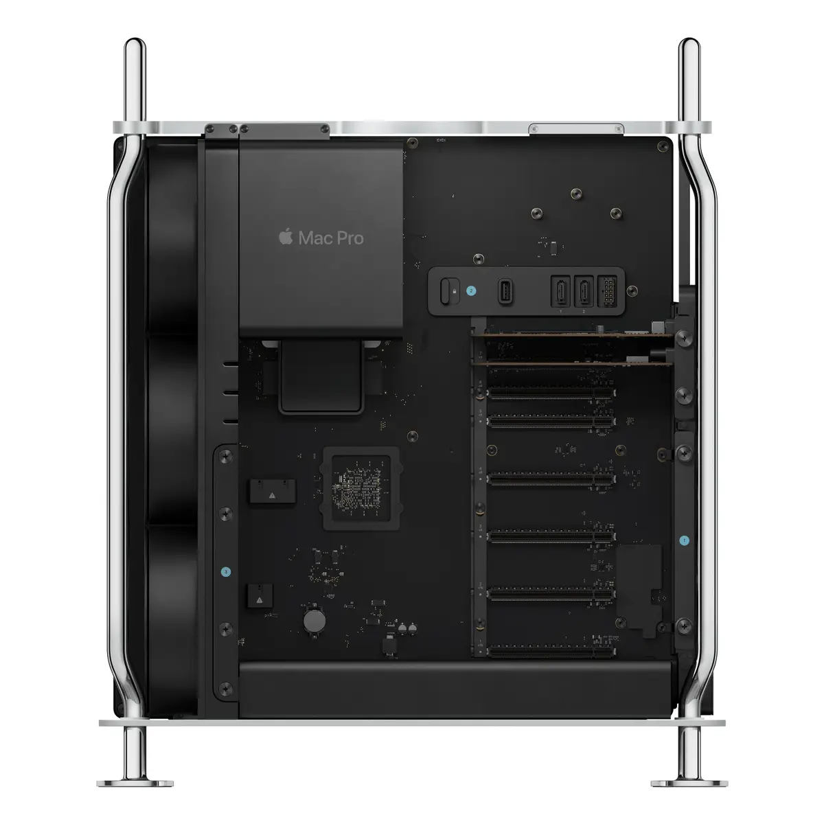 Mac Pro Apple M2 Ultra 24-Core CPU 76-Core GPU Deutsch 128GB RAM 2TB SSD Speicher Edelstahlrahmen mit Rollen