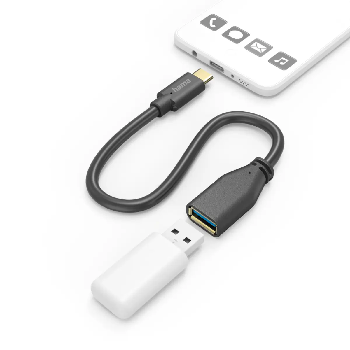 USB-Adapterkabel OTG USB-C-Stecker/USB-A Buchse 0,15m Schwarz