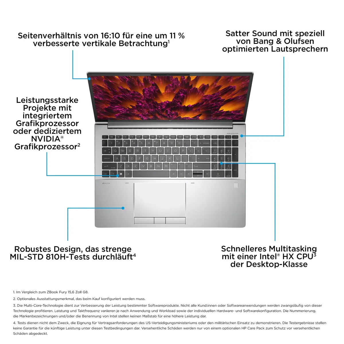 ZBook Fury 16 G10 Mobile Workstation Intel Core i9 13950HX 2,2GHz Win11P RTX 4000 Ada 32GB DDR5 1TB SSD NVMe TLC 40,6cm 16"