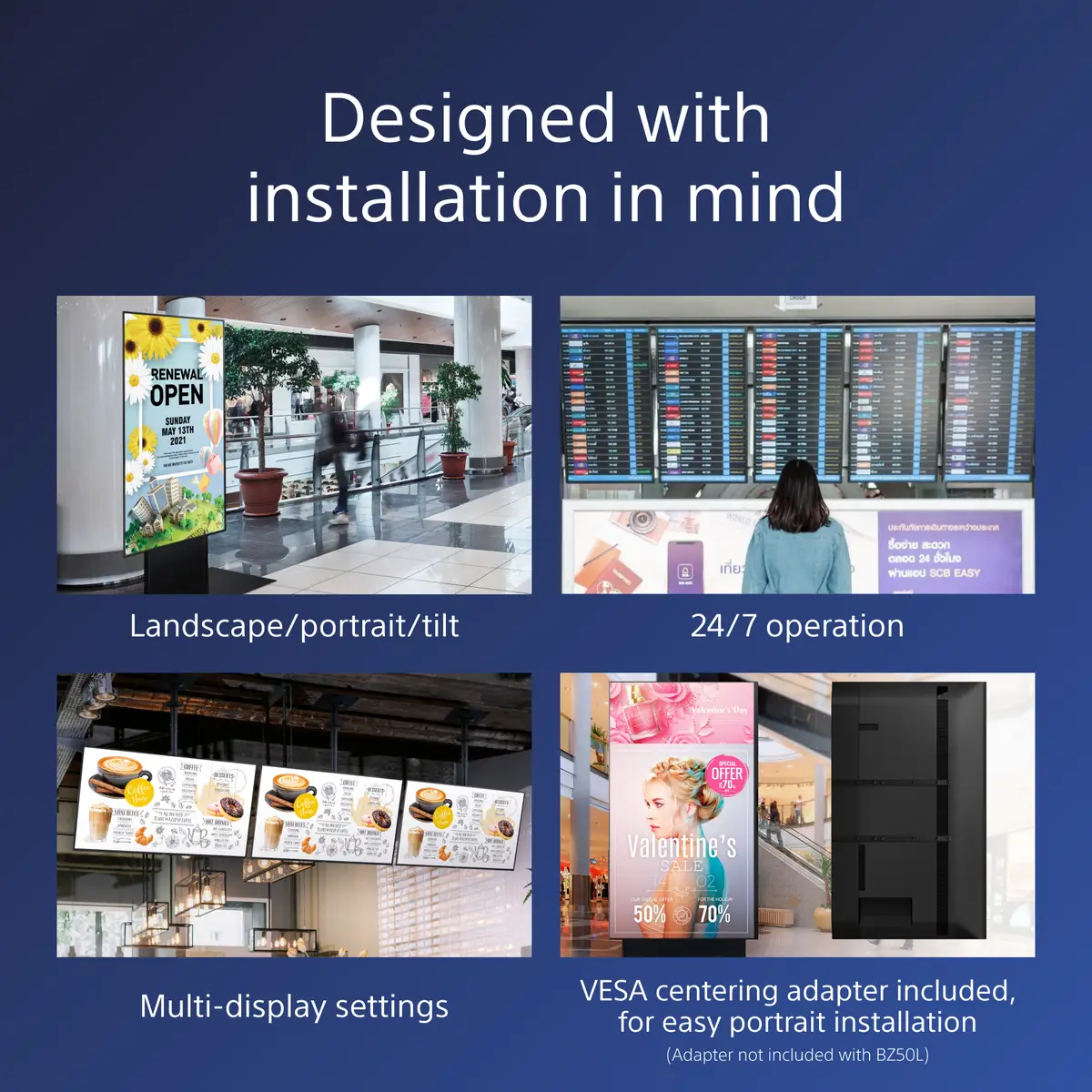 FW-65BZ40L Signage-Display Digital Beschilderung Flachbildschirm 165,1 cm (65") LCD WLAN 700 cd/m² 4K Ultra HD Schwarz Android 24/7