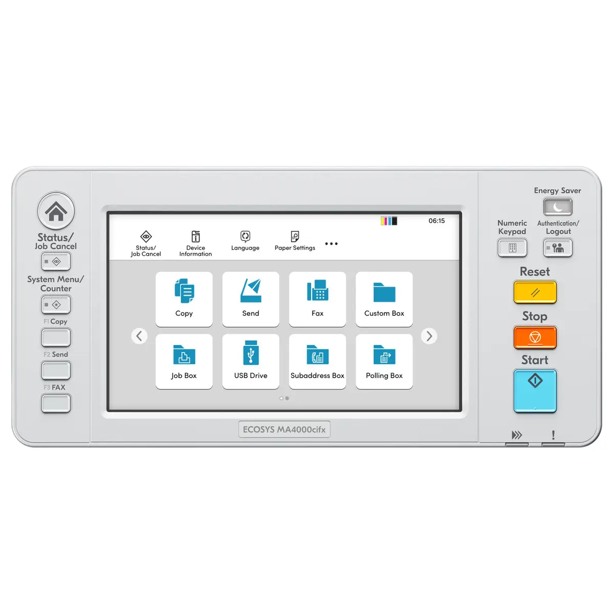 ECOSYS MA4000CIFX Multifunktionsdrucker Farbe Laser Legal (216 x 356 mm) A4 (210 x 297 mm) (Original) A4/Legal (Medien) bis zu 40 Seiten/Min. (Kopieren) bis zu 40 Seiten/Min. (Drucken) 450 Blatt 33.6 Kb