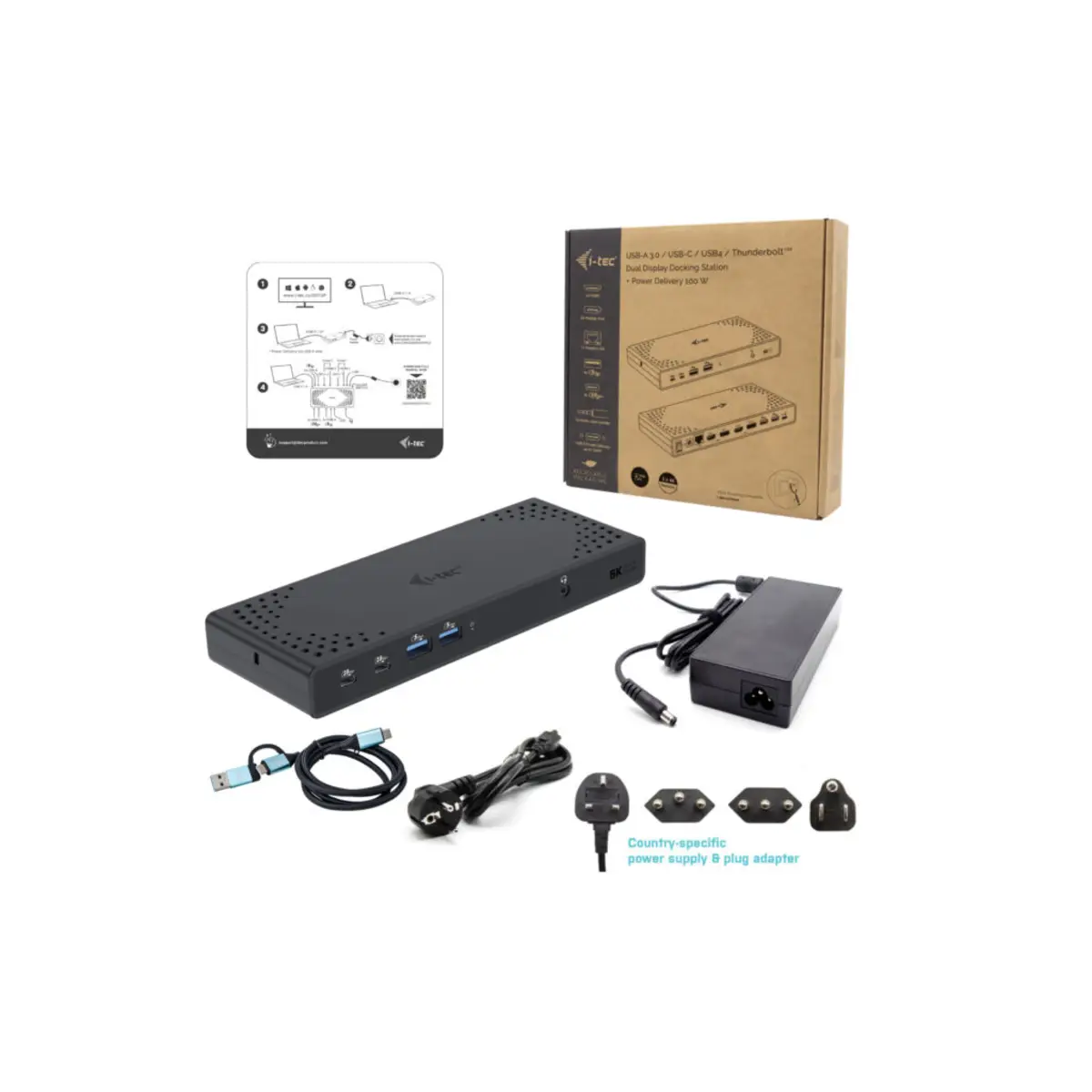 i-tec Dockingstation USB-C/USB 3.0 Thunderbolt 3/Thunderbolt 4 2xHDMI 2xDP++ GigE 130 Watt