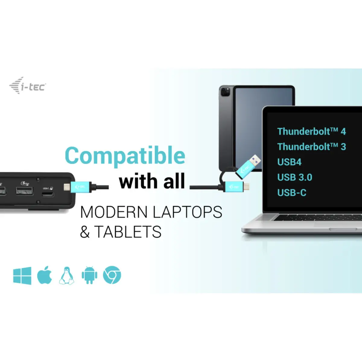 i-tec Dockingstation USB-C/USB 3.0 Thunderbolt 3/Thunderbolt 4 2xHDMI 2xDP++ GigE 130 Watt
