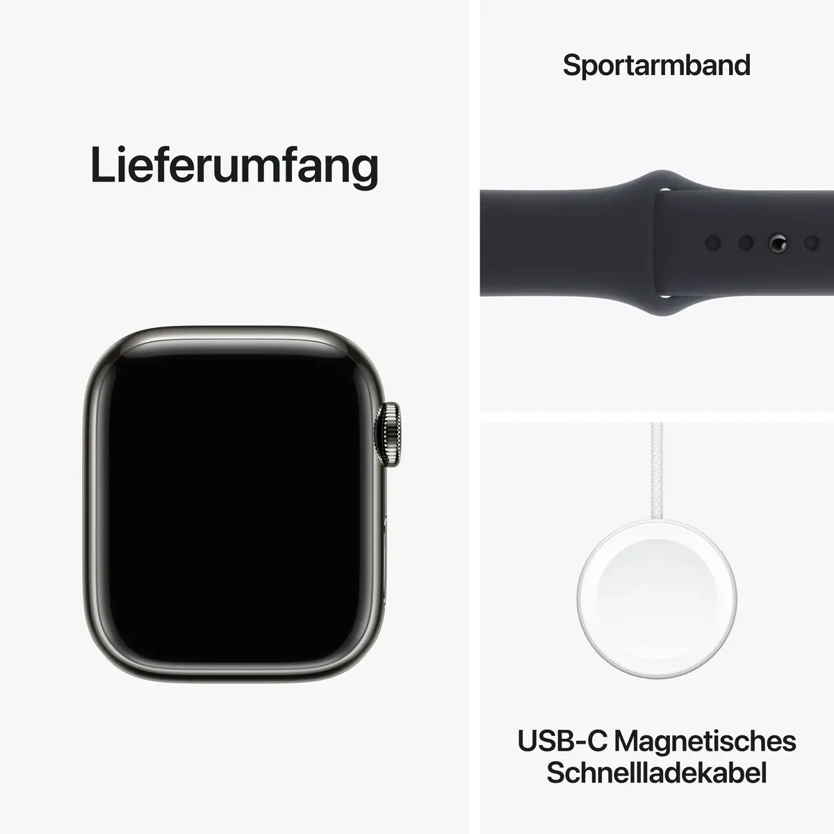 Watch S9 Edelstahl Cellular 45mm Graphit (Sportarmband mitternacht) M/L
