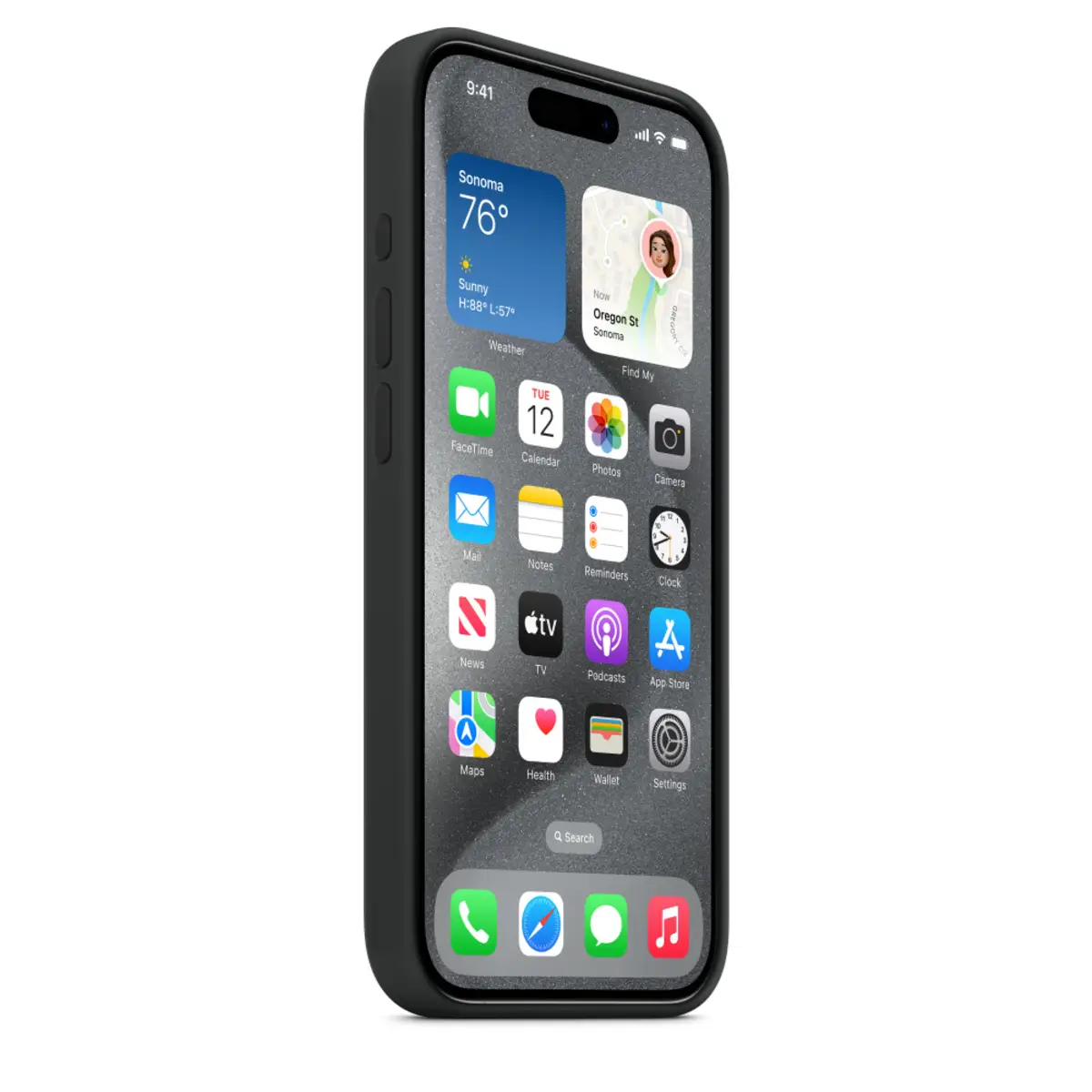 Silikon Case iPhone 15 Pro mit MagSafe schwarz