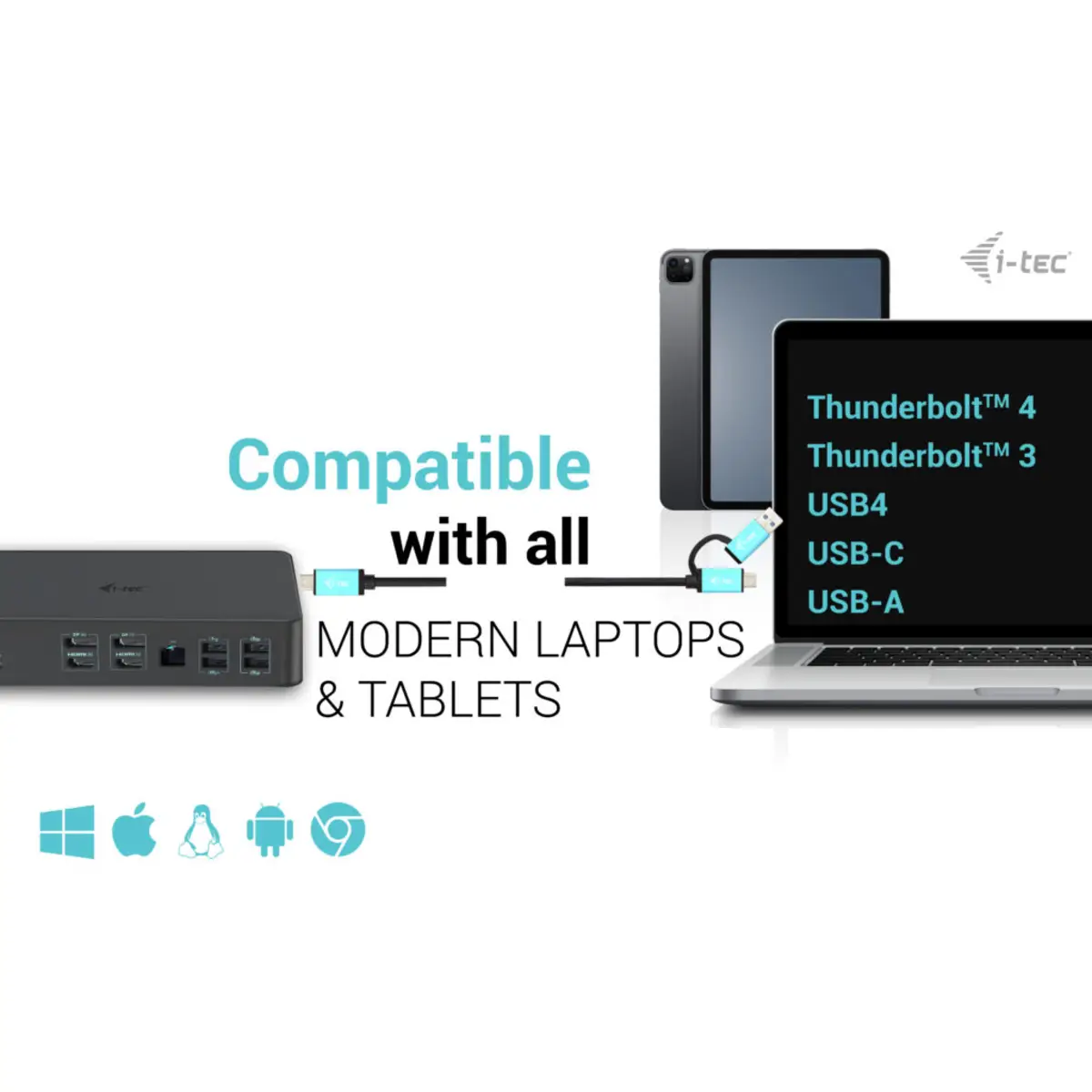 I-TEC USB 3.0 USB-C Thunderbolt 3 Professional Dual 4K Display Docking Station Generation 2 + Power Delivery 100W