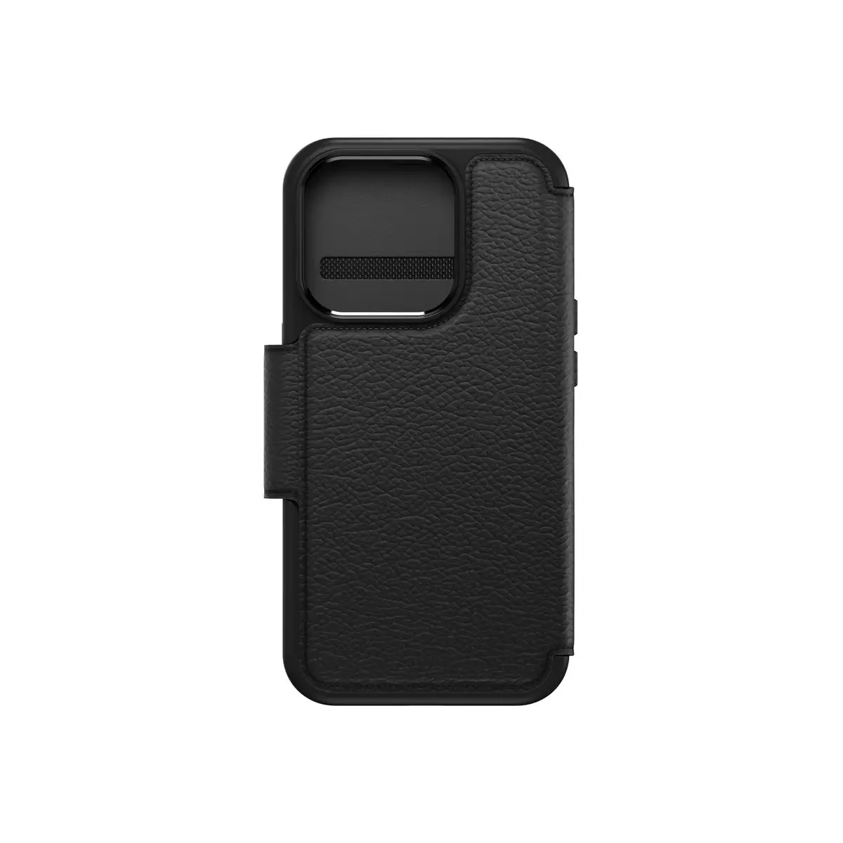 Strada Flip-Hülle für Apple iPhone 15 Pro Kompatibel mit MagSafe Leder Shadow Schwarz