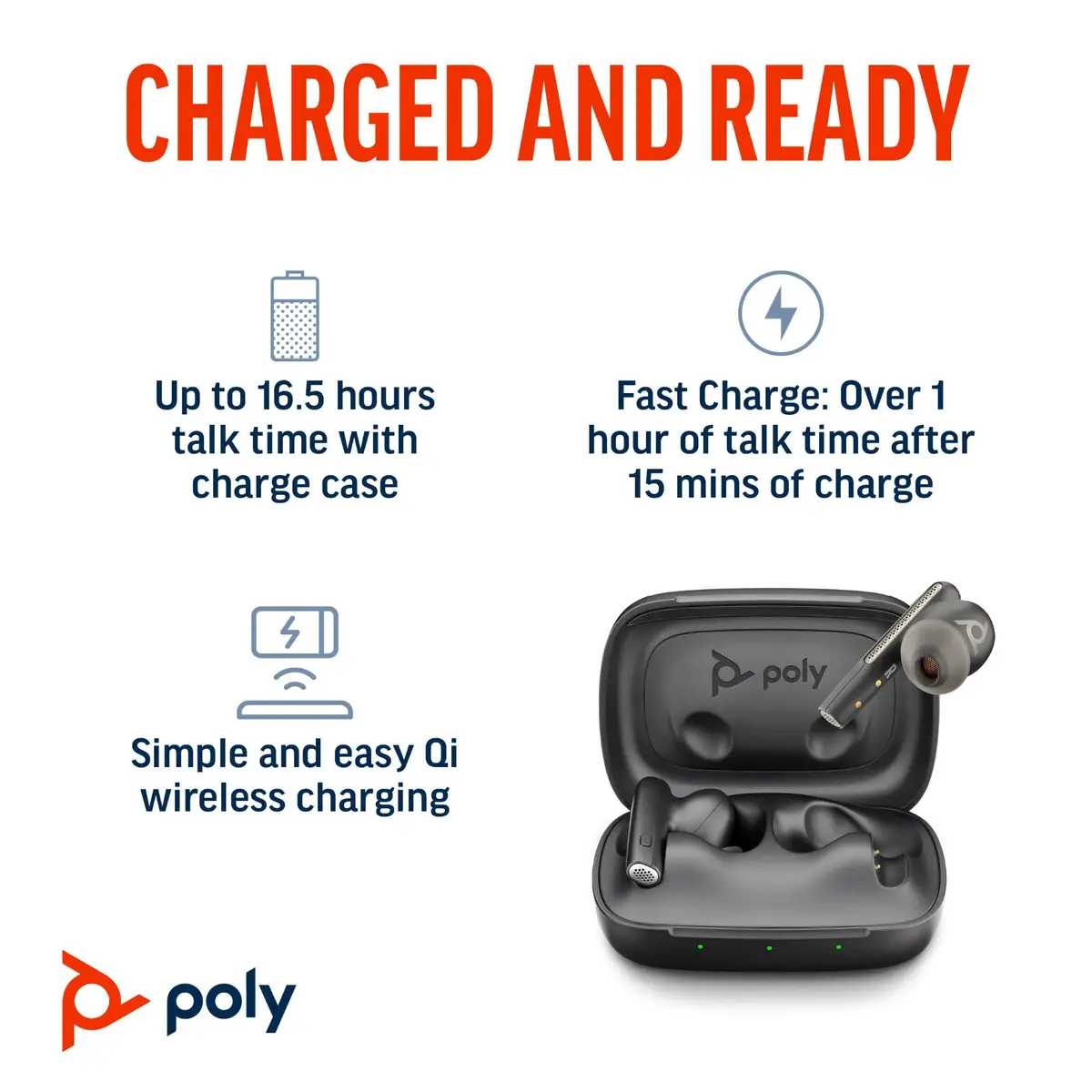 Poly Voyager Free 60 True Wireless-Kopfhörer mit Mikrofon im Ohr Bluetooth aktive Rauschunterdrückung Carbon Black