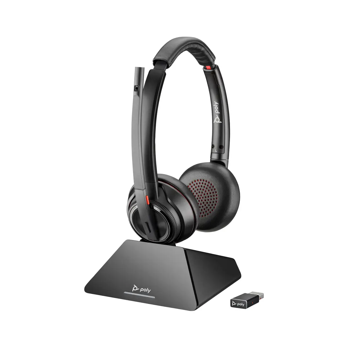 POLY Savi 8220 Kopfhörer Verkabelt & Kabellos Kopfband Büro/Callcenter Bluetooth Schwarz
