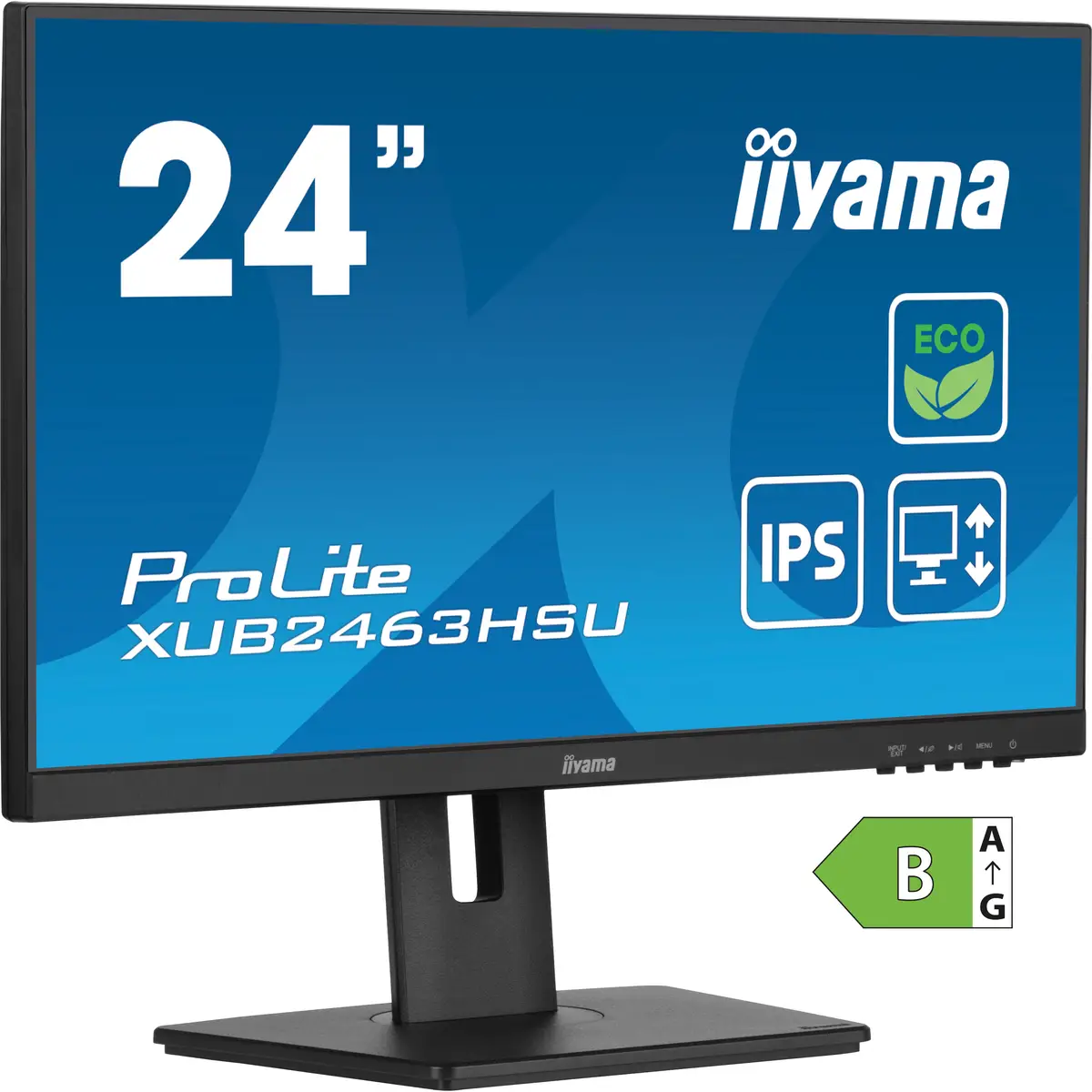 ProLite XUB2463HSU-B1 LED-Monitor 60,5cm 23.8" 1920x1080 FHD 100 Hz IPS 250 cd/m² 1300:1 3ms HDMI DisplayPort Lautsprecher Schwarz Matte Pivot