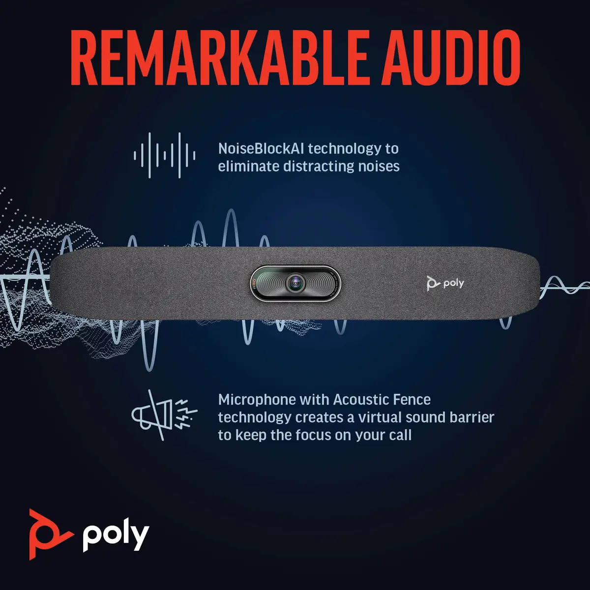 Poly Studio R30 USB-Videoleiste Zoom Certified, Zertifiziert für Microsoft Teams