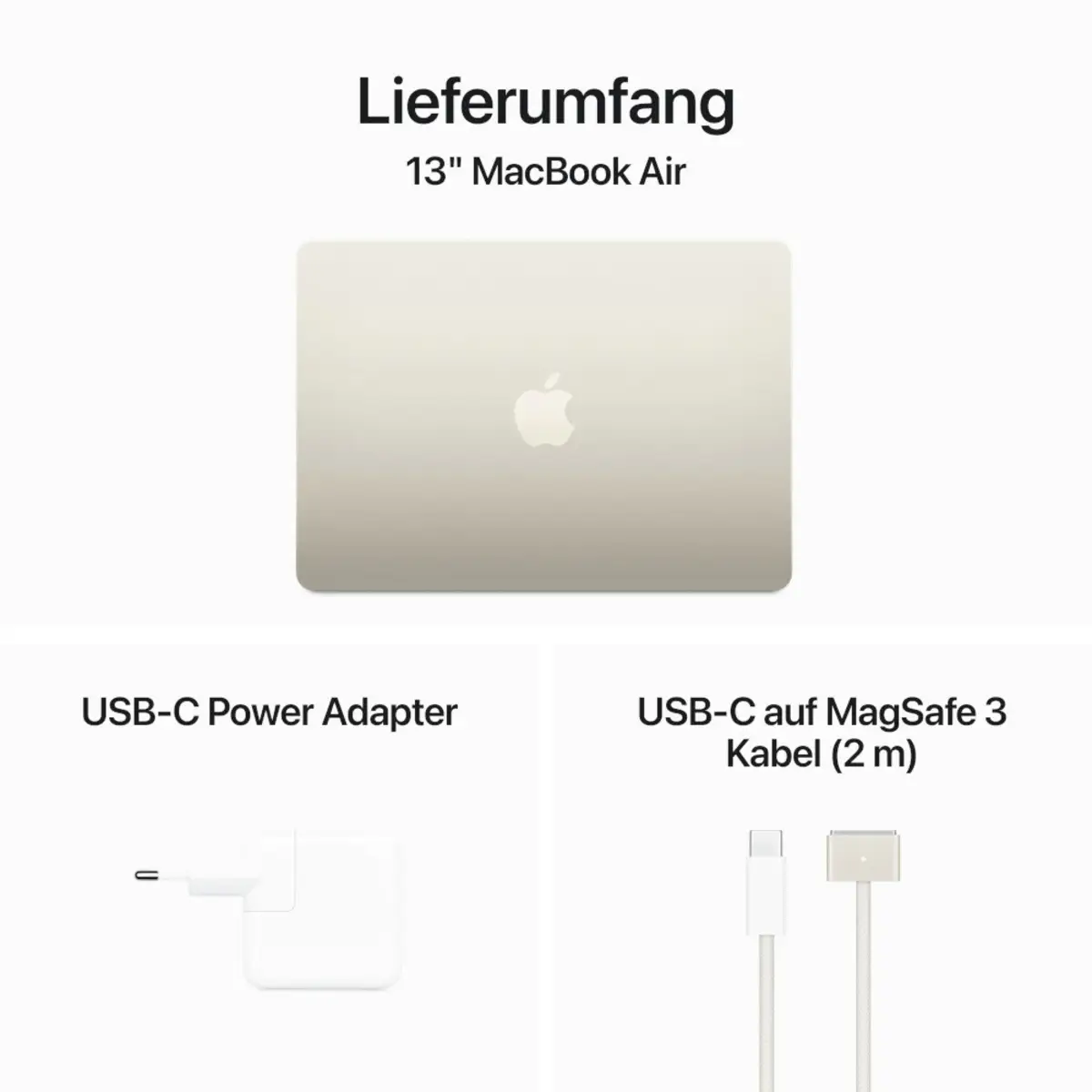 MacBook Air Apple M3 8-Core CPU 8-Core GPU Deutsch 8GB RAM 256GB SSD 34,4cm (13,6") Retina polarstern