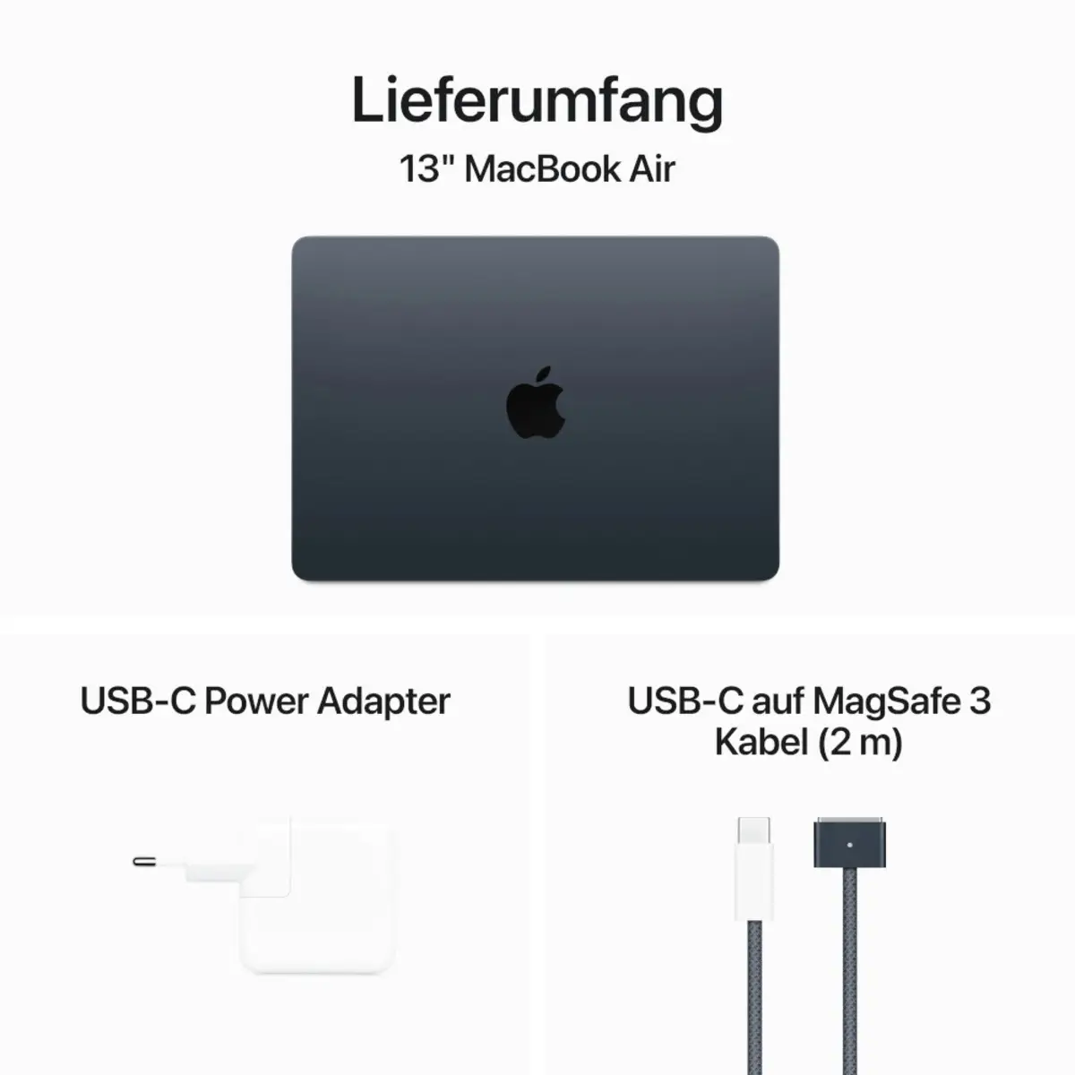 MacBook Air Apple M3 8-Core CPU 10-Core GPU Deutsch 8GB RAM 256GB SSD 38,9cm (15,3") Retina mitternacht
