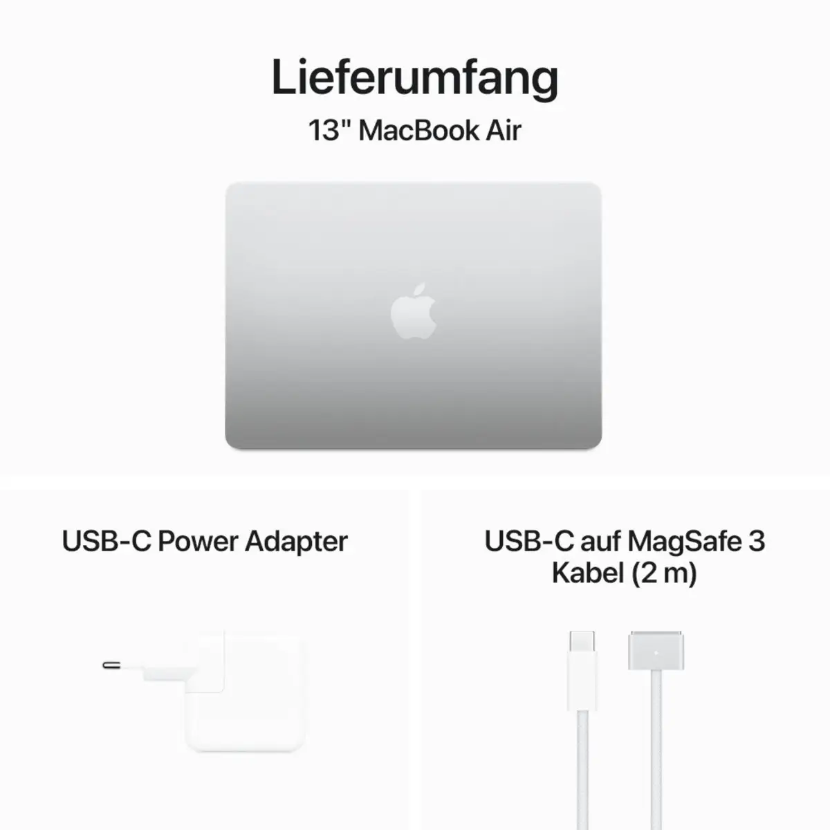 MacBook Air Apple M3 8-Core 10-Core GPU Deutsch 16GB RAM 512GB SSD 34,5cm (13,6") Retina 35W EU-Plug silber