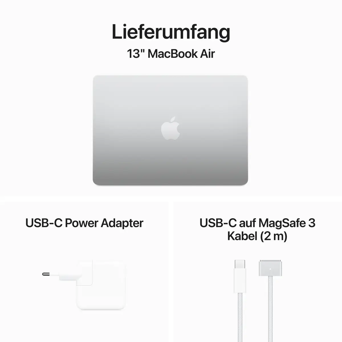 MacBook Air Apple M3 8-Core 10-Core GPU Deutsch 16GB RAM 512GB SSD 38,9cm (15,3") Display 35W EU-Plug silber