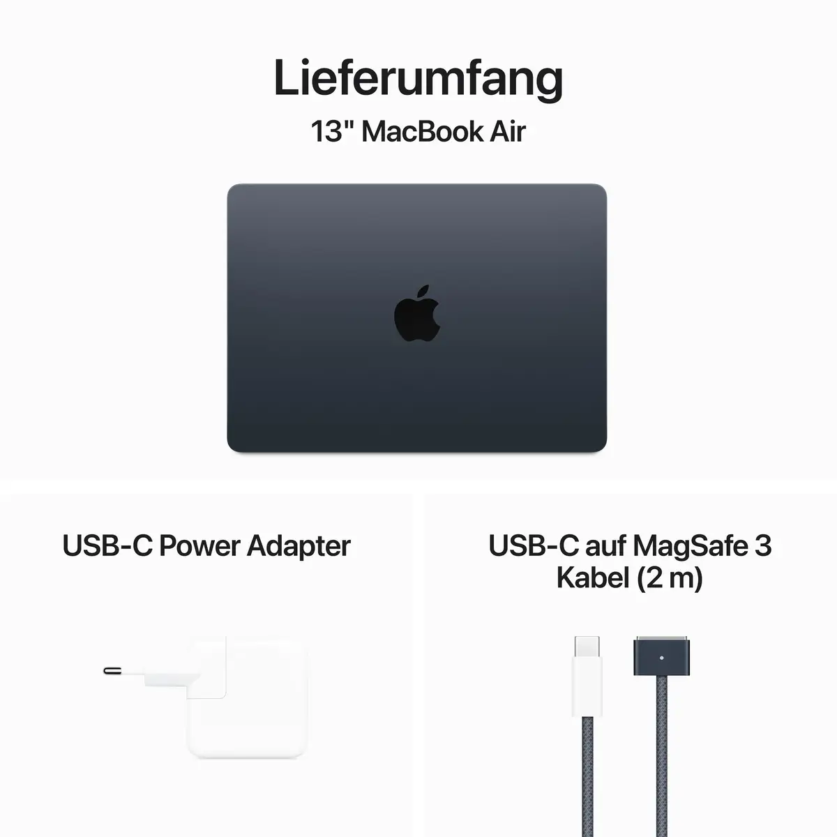 MacBook Air Apple M3 8-Core 10-Core GPU Deutsch 16GB RAM 512GB SSD 38,9cm (15,3") Display 35W EU-Plug mitternacht